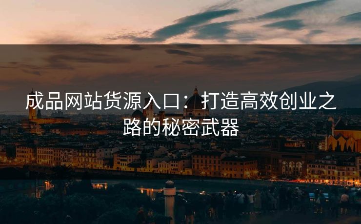 成品网站货源入口：打造高效创业之路的秘密武器