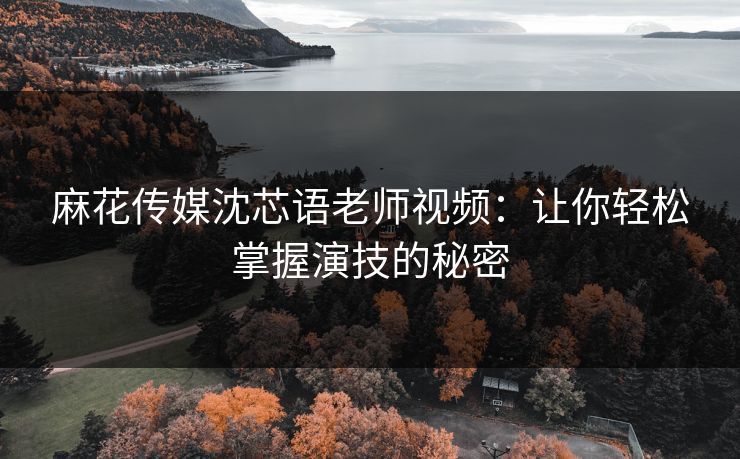 麻花传媒沈芯语老师视频：让你轻松掌握演技的秘密